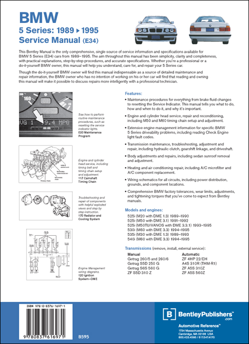 BMW 5 Series (E34) Service Manual: 1989-1995 back cover