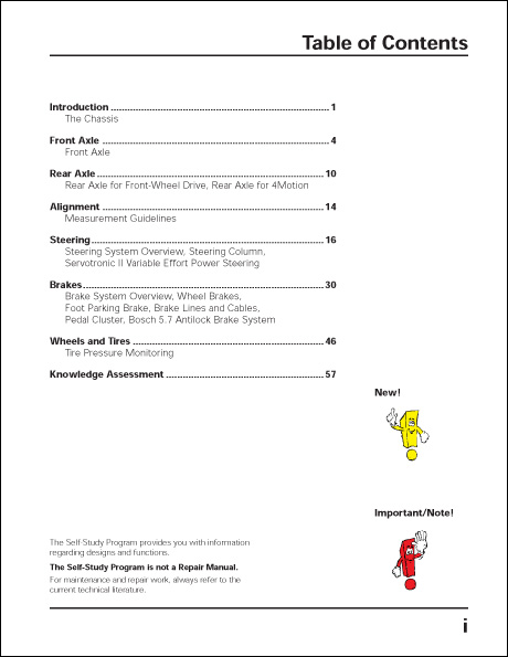 Volkswagen Phaeton Chassis Design and Function Technical Service Training Self-Study Program Table of Contents