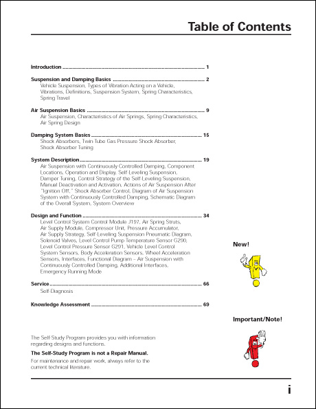 Volkswagen Phaeton Air Suspension Design and Function Technical Service Training Self-Study Program Table of Contents