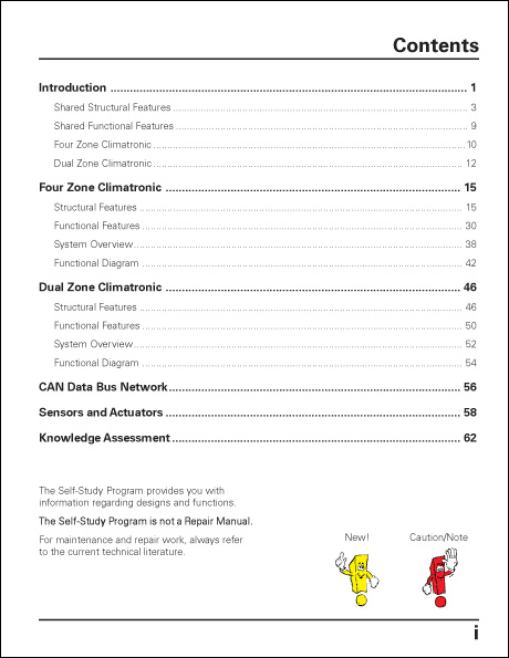 Volkswagen Touareg Heating, Ventilation, and Air Conditioning Systems Design and Function Technical Service Training Self-Study Program Table of Contents