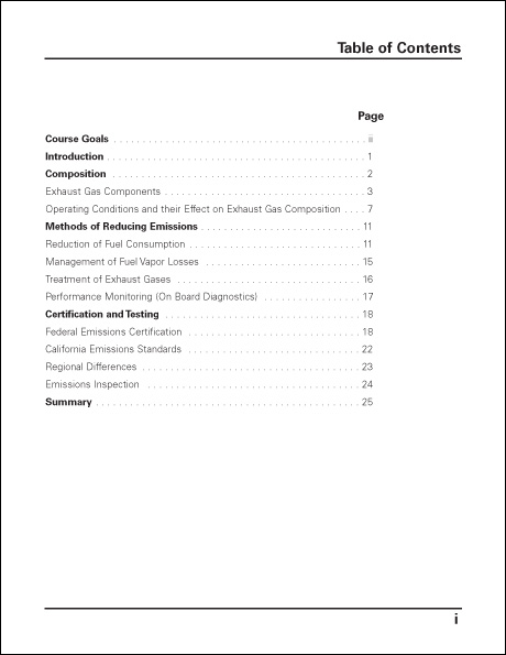 Volkswagen Motor Vehicle Exhaust Emissions Emission Control & Standards Technical Service Training Self-Study Program Table of Contents